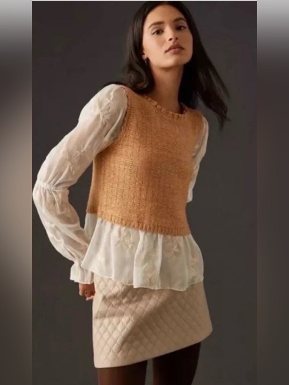 Anthropologie Ruffle Twofer Sweater Blouse (petite)